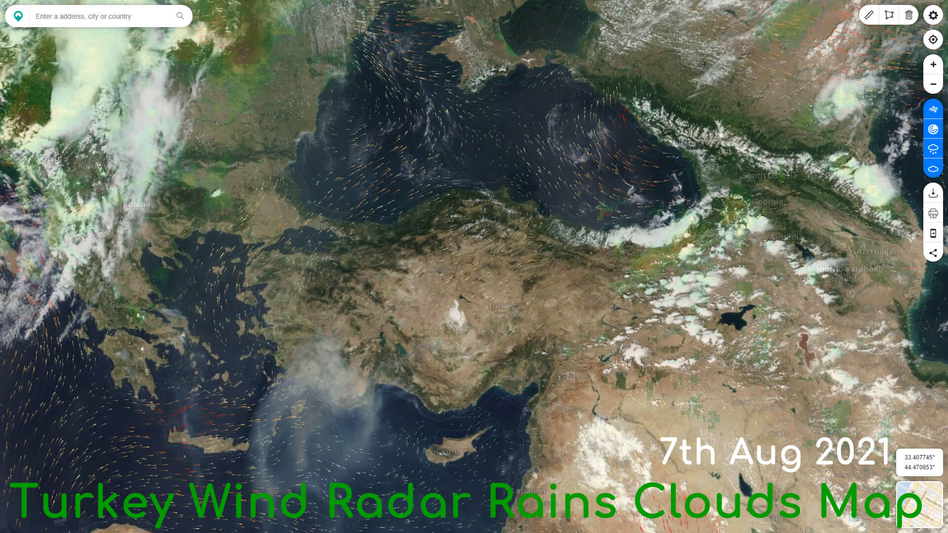 Turkey Wind Radar Rains Clouds Map
